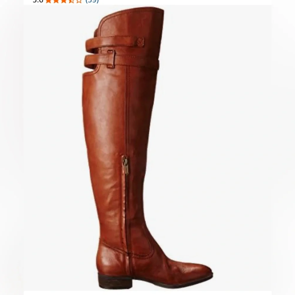 Sam Edelman Pierce 2 Athletic Button-Accent Riding Boots - Cognac Brown. Size 8